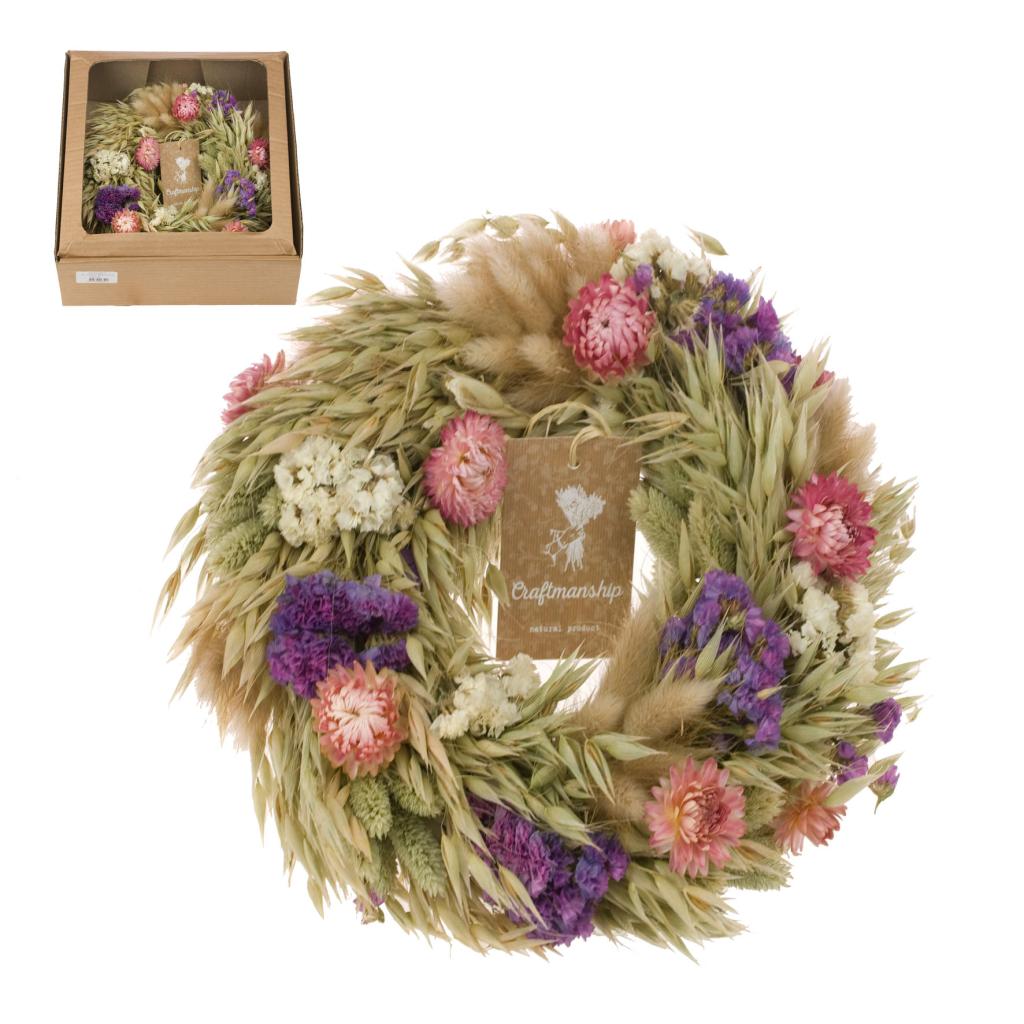 Pre Order Wreath Beatrice pink 30cm natural pink, box x 9