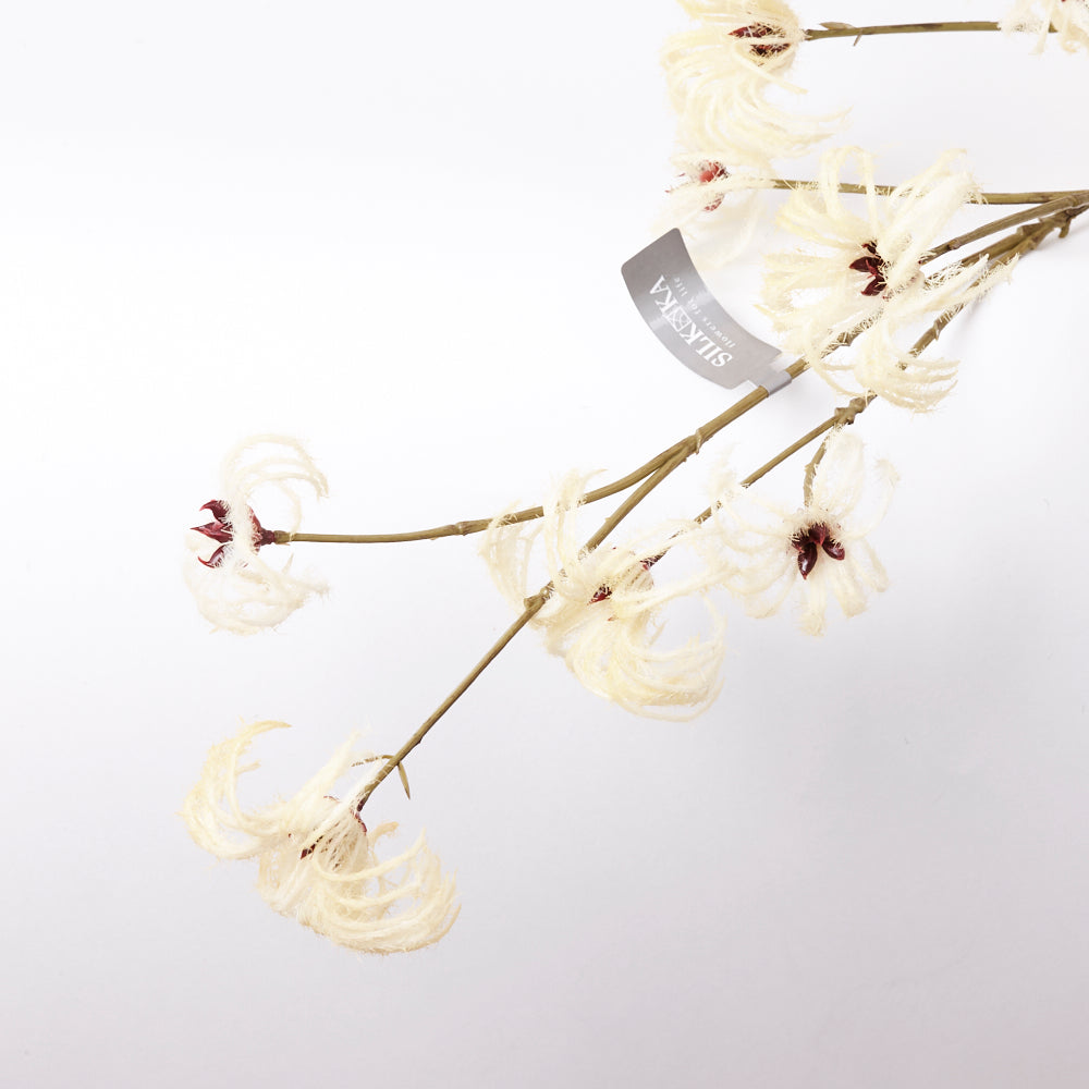 Clematis Spray (Silk-ka), Artificial, Cream, 129cm