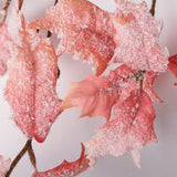 Oak Leaf Spray Stem (Silk-ka), Artificial, Salmon with Snow, 114cm