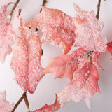 Oak Leaf Spray Stem (Silk-ka), Artificial, Salmon with Snow, 114cm