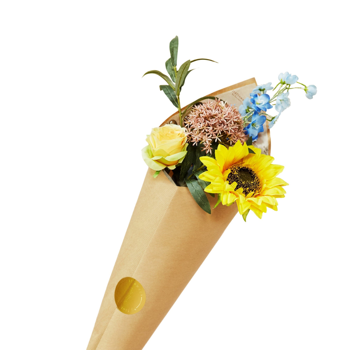 A box of Floriëtte bouquets in brown paper wrapping