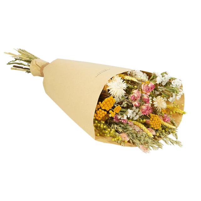 A box of Floriëtte bouquets in brown paper wrapping