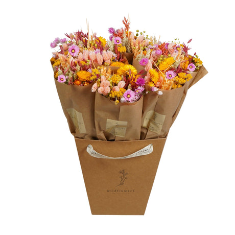 A box of Floriëtte bouquets in brown paper wrapping