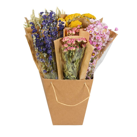 A box of Floriëtte bouquets in brown paper wrapping