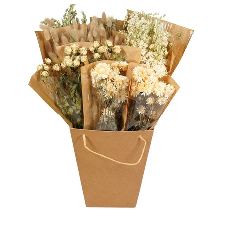 A box of Floriëtte bouquets in brown paper wrapping