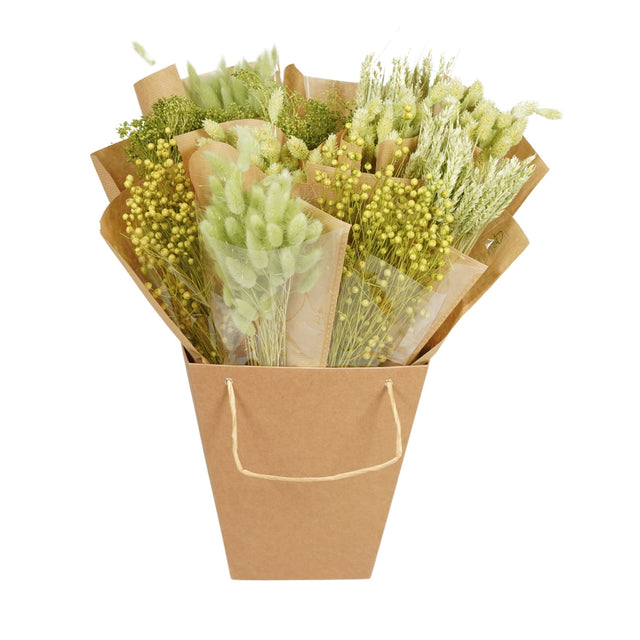 A box of Floriëtte bouquets in brown paper wrapping