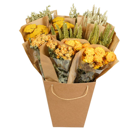 A box of Floriëtte bouquets in brown paper wrapping