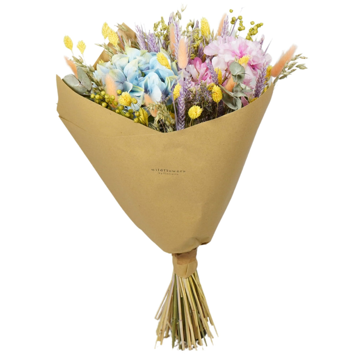 A box of Floriëtte bouquets in brown paper wrapping