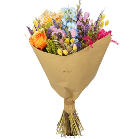 A box of Floriëtte bouquets in brown paper wrapping