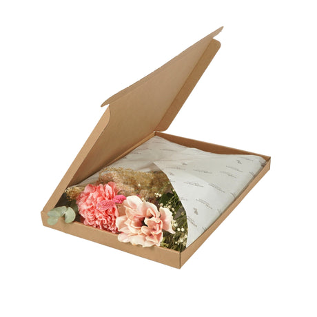 A box of Floriëtte bouquets in brown paper wrapping