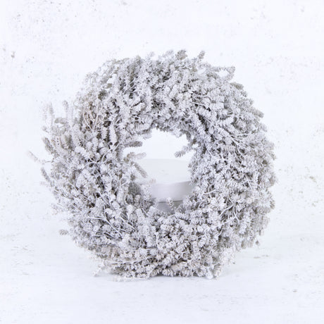 Wreath, Linen Herb, Preserved, Misty White, 35cm