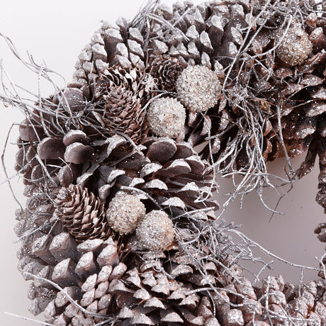 Christmas Wreath, Cone & Berry, Frosted, 31cm Diameter