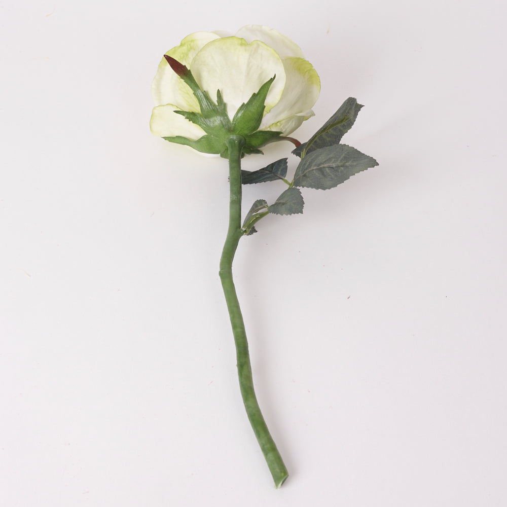 Rose, Little Joy, Artificial, White/Green, 30cm