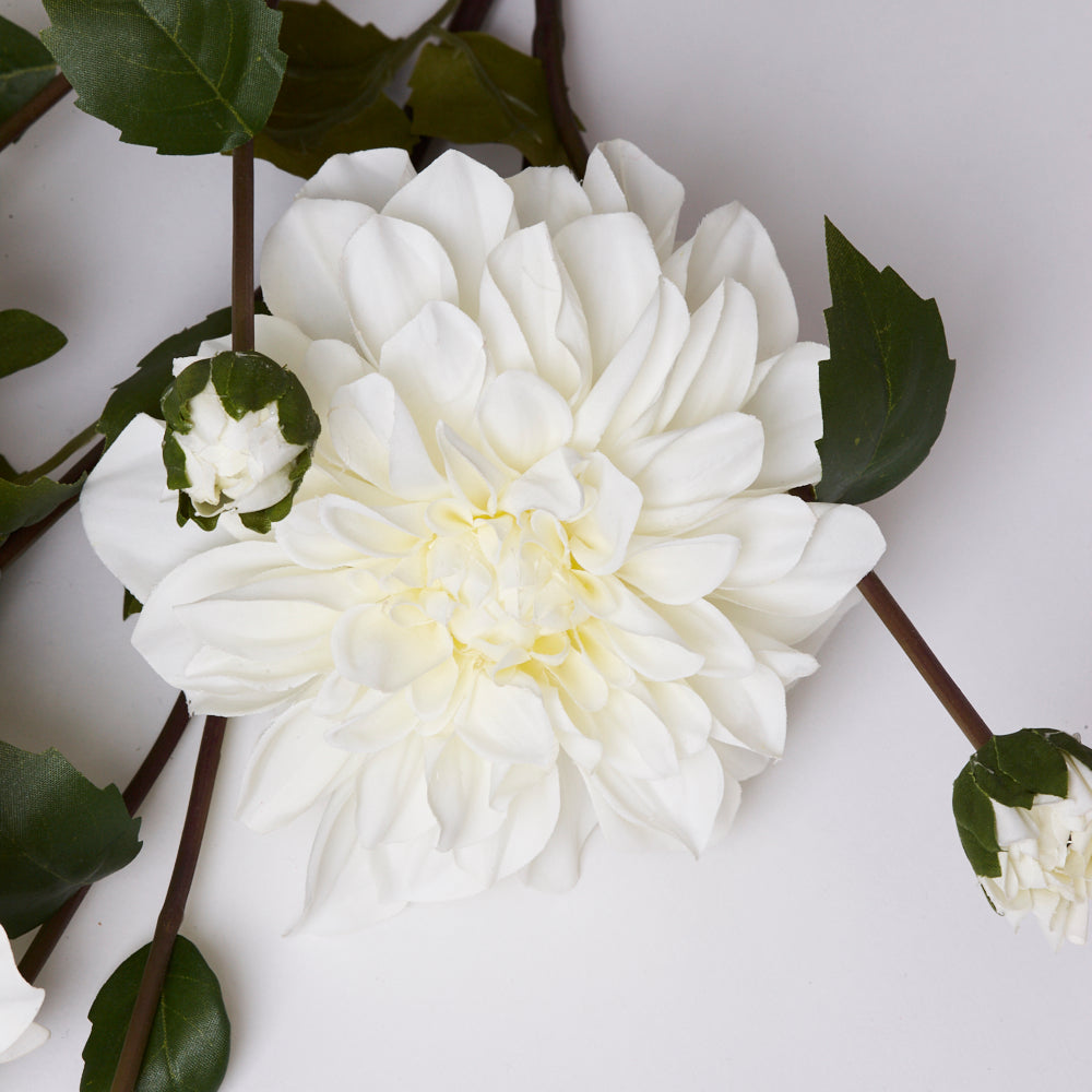 Dahlia Spray (Silk-ka), Artificial, White, 116cm