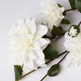 Dahlia Spray (Silk-ka), Artificial, White, 116cm