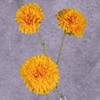 A single faux sunflower stem with 3 flower heads in rich yellow