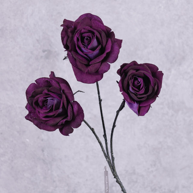 Rose Spray (Silk-ka), Dark Purple, 69cm