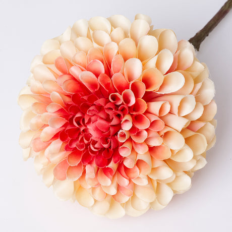 Dahlia Stem (Silk-ka), Artificial, Orange/Red, 64cm