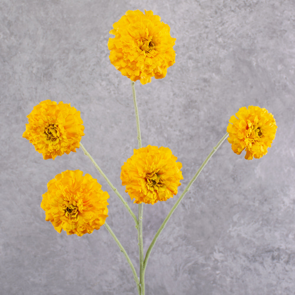 Marigold Spray (Silk-ka), Artificial, Yellow, 91cm