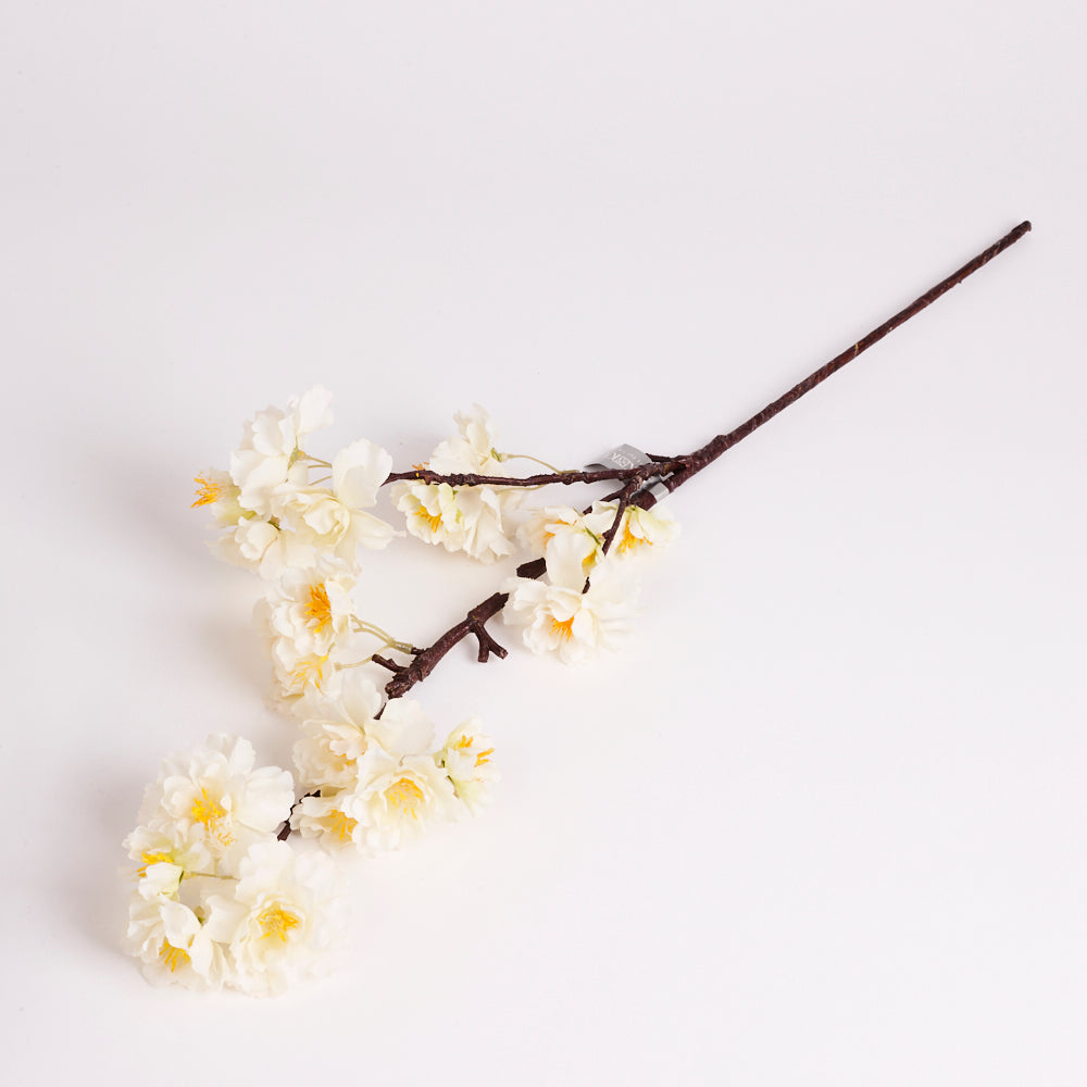 Blossom spray (Silk-ka), Artificial, white, 63cm