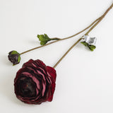 Ranunculus Spray (Silk-ka), Artificial, Burgundy, 65cm