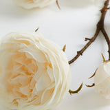 Rose Spray (Silk-ka), Artificial, Peach and Cream, 101cm